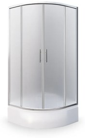 Štvrťkruhový sprchový kút RAVENNA v sete s polohlbokou vaničkou 90 x 90 cm Brillant Sklo MATT GLASS Univerzální