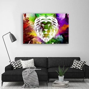 Obraz na plátně, Barevná abstrakce lva - 100x70 cm