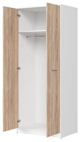 Šatníková skriňa BRW Nepo Plus 33 (biela + dub sonoma) . Vlastná spoľahlivá doprava až k Vám domov. 1098424