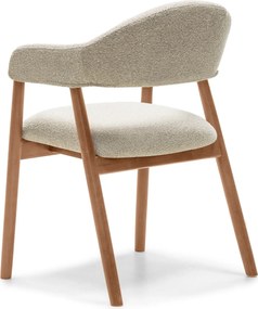 Čalúnená jedálenská stolička Sorento z masívu bouclé béžová/orech