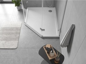 Mexen Flow Slim, ľavostranná päťuholníková sprchová vanička 100 x 80 cm, biela lesklá, 46P108010L