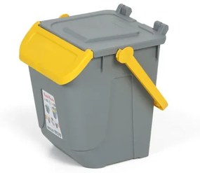Mobil Plastic Plastový odpadkový kôš na triedenie odpadu ECOLOGY, sivá/žltá