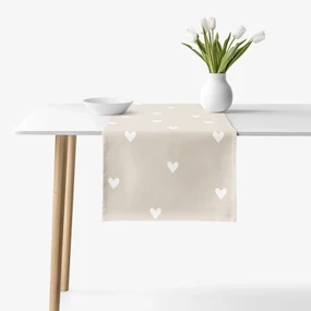Goldea behúň na stôl 100% bavlnené plátno - srdiečka na latte 35x160 cm