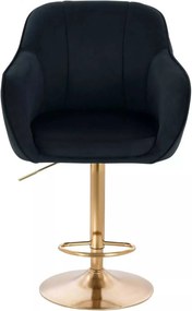 LuxuryForm DESIGN Barová stolička AVOLA VELUR na zlatom tanieri - čierna