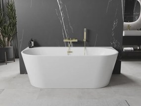 Mexen Oval+, voľne stojaca vaňa ku stene 170 x 80 cm, biela lesklá, zlatý matný prepad, 52681708000-55