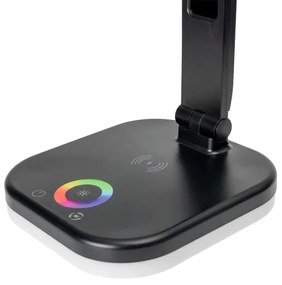 LED RGBW Stm. lampa s bezdr. nab. a displejom USB portom 6W/5V 3000-6500K čierna