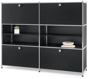 Kovová komoda »CN3« so 4 výklopnými priečinkami, čierna