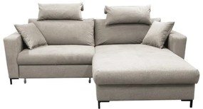 Rozkladacia rohová sedacia súprava s úložným priestorom v tvare L HORTA, pravá, sivá