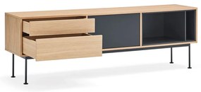 Antracitovosivá TV komoda v dubovom dekore Teulat Yoko