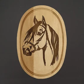 AMADEA Drevená servírovacia doska - podnos oválne kôň, masívne drevo, 30 cm