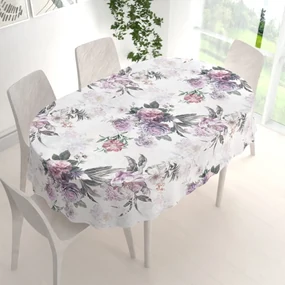 Biante Dekoračný oválny obrus BM-009 Veľké fialové kvety 120x180 cm