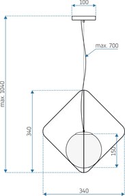 Toolight Toolight, Stropné svietidlo 1xE27 APP1017-1CP, zlatá, OSW-07557