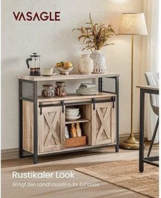 Príborník, Úložná skrinka, Komoda s 2 posuvnými dvierkami, ťavia hnedá a čierna