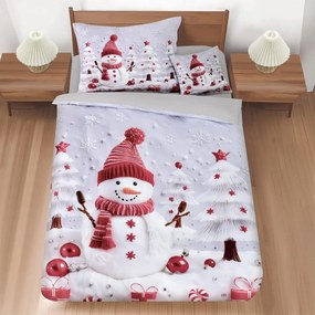 3 dielne 3D obliečky Polycotton vianočné Snehuliak 200x140cm+90x70cm TiaHome