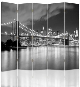 Ozdobný paraván, Panorama z Brooklynského mostu - 180x170 cm, päťdielny, obojstranný paraván 360°