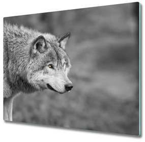 Sklenená doska na krájanie Sivý vlk 60x52 cm