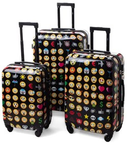 Rogal Farebný detský kufor na kolieskach "Emoticons" - M (35l)