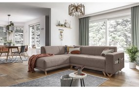 Hnedá rozkladacia/s úložným priestorom rohová pohovka (ľavý roh/do L) Classy Sophie – Miuform