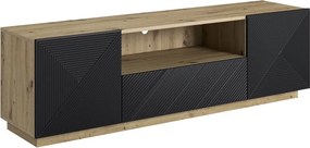 RTV skrinka Asha 167 cm so zásuvkou a otvorom - dub artisan / čierny mat