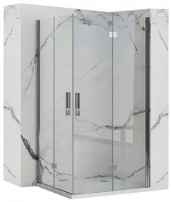 Rea Molier Double, sprchový kút so skladacími dverami 90(dvere) x 80(dvere), 6mm číre sklo, chrómový profil, KPL-K6369