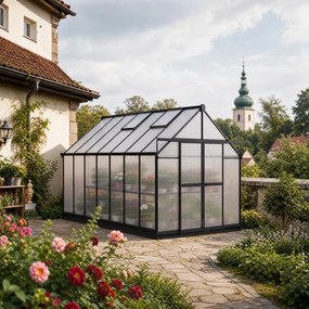 Skleník 240 x 244 x 429 cm, zosilnená konštrukcia, polykarbonát 6 mm