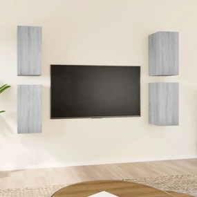 TV skrinky 4 ks sivé sonoma 30,5x30x60 cm spracované drevo