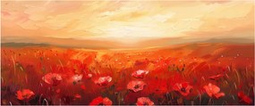 Obraz - Pole vlčích makov (120x50 cm)