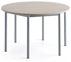 Stôl SONITUS PLUS, Ø1200x720 mm, HPL - jaseň, strieborná