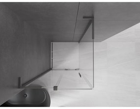 Mexen Velar L, sprchový kút s posuvnými dverami 90 x 90 cm, 8mm číre sklo, grafit brúsený, 871-090-090-03-66