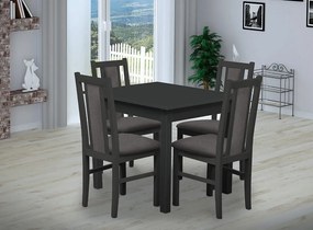 Nabytekmorava Jedálenský set Brooklyn pre 4 osoby, stôl 90x90 cm farba lamina: biela 113, čalúnenie vo farbe: SCALA svetle modrá 74