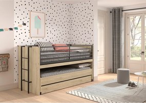 Poschodová detská posteľ s výsuvným lôžkom s roštom v prírodnej farbe 90x200 cm Sam – Vipack