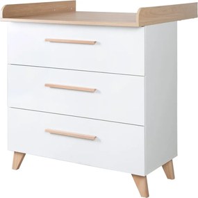 Biela detská komoda s prebaľovacím pultom v dekore duba 88,5x99x76 cm Léon – Roba