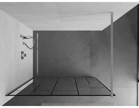 Mexen Kioto, sprchová zástena Walk-In 90 x 200 cm, 8mm číre sklo čierny vzor, brúsená oceľ profil, 800-090-101-97-78