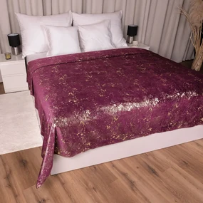 Biante Zamatový prehoz na posteľ Isabela IBL-006 Gold Design vínový Na mieru