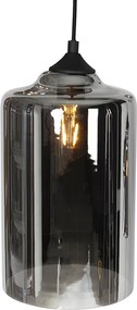 Art Deco závesné svietidlo čierne s dymovým sklom 6-žiarovkové - Wallace