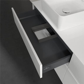 VILLEROY &amp; BOCH Collaro závesná skrinka pod dve umývadlá na dosku, 4 zásuvky, 1600 x 500 x 548 mm, Glossy White, C05200DH