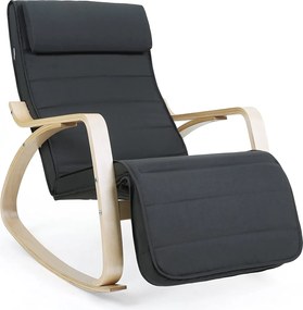 Hojdacie kreslo, relaxačné kreslo, opierka nôh nastaviteľná v 5 stupňoch, šedé