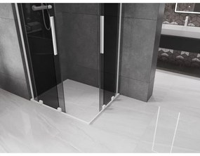 Mexen Velar L Duo, sprchový kút s posuvnými dverami 90 x 80 cm, 8mm šedé sklo, biela matná, 871-090-080-02-43-20