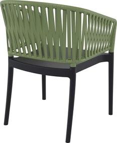 PORTOFINO záhradná stolička s podrúčkami black/olive green