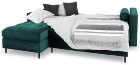 Petrolejovozelená zamatová rozkladacia rohová pohovka Milo Casa Santo, ľavý roh