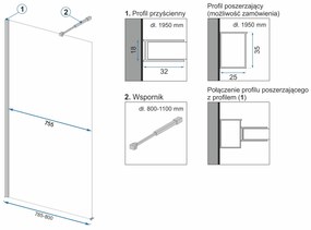 Rea Aero, sprchová zástena 70x195 cm, 8mm číre sklo, chrómový profil + polica a vešiak EVO, 42536