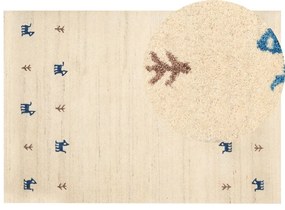 Vlnený koberec gabbeh 160 x 230 cm béžový YALI Beliani