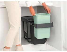 Vstavaný plastový odpadkový kôš na triedený odpad v mentolovo-tmavosivej farbe 30 l Sort&amp;Go – Brabantia