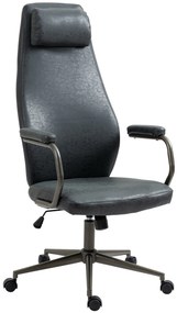 Kancelárska stolička Pocatello v industriálnom štýle ~ koženka - Čierna antik