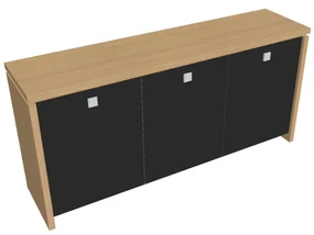 Nízka skriňa Verno 188 x 46 x 90 cm, sklenené dvere, dub svetlý / čierna