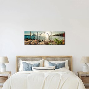 Obraz - Pláž s ľuďmi (s hodinami) (90x30 cm)