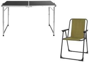 Crivit Kempingový stôl, 120 x 80 x 71 cm + Skladacia kempingová stolička, okrová  (800009439)