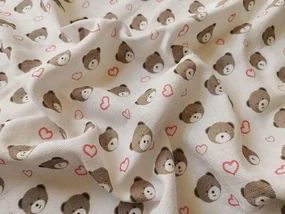 PREM -  PREM Látková plienka s potlačou Méďa srdiečko ružová Bavlna, 70/70 cm