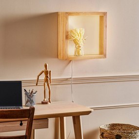Nástenné LED svetlo Window, 37x37 cm, dubové drevo