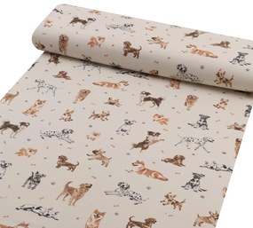 Biante Detské bavlnené posteľné obliečky do postieľky Sandra SA-620 Psí kamaráti na krémovom Do postieľky 90x140 a 50x70 cm